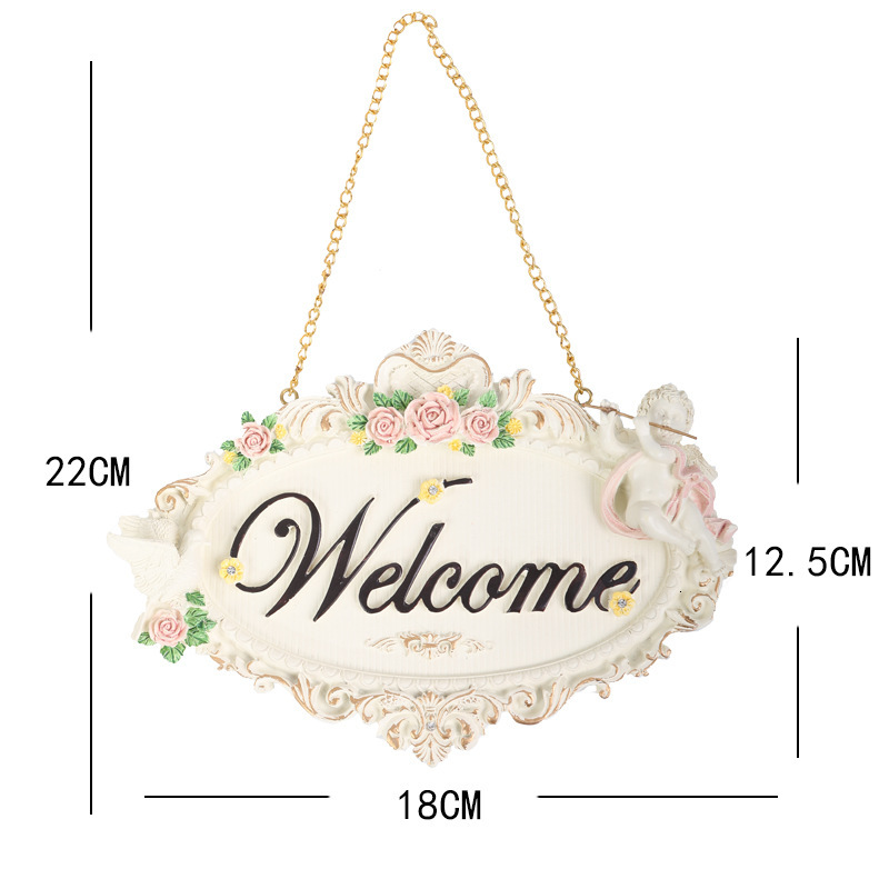 European Style Creative Wall Hanging Sign Store Welcome Pendant Resin Home Decoration