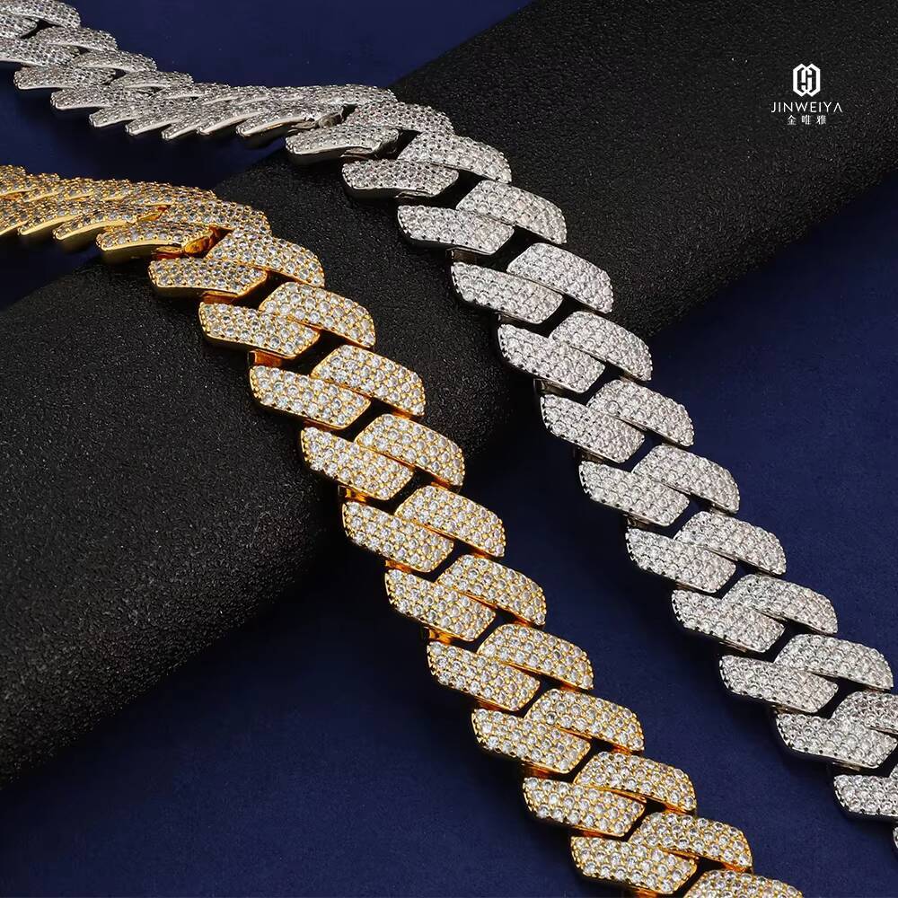 18mm 4-Row Zircon S925 Pure Silver Laboratory-Grown Ice-Cooled Hip-Hop Jewelry Cuban Mens Fine Chains Necklace