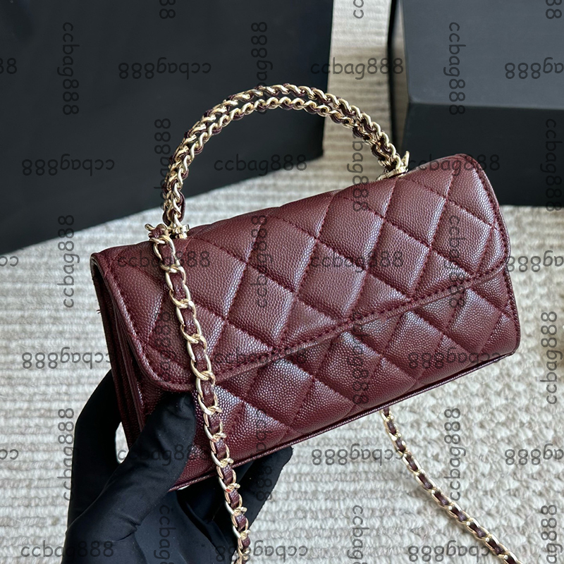 25S Women Designer Caviar Letaher Top Cross Matelasse Handle Clutch Totes Vanity Bag With Gold Matelasse Chain Crossbody Makeup Case Card Holder Makeup Purse 18cm