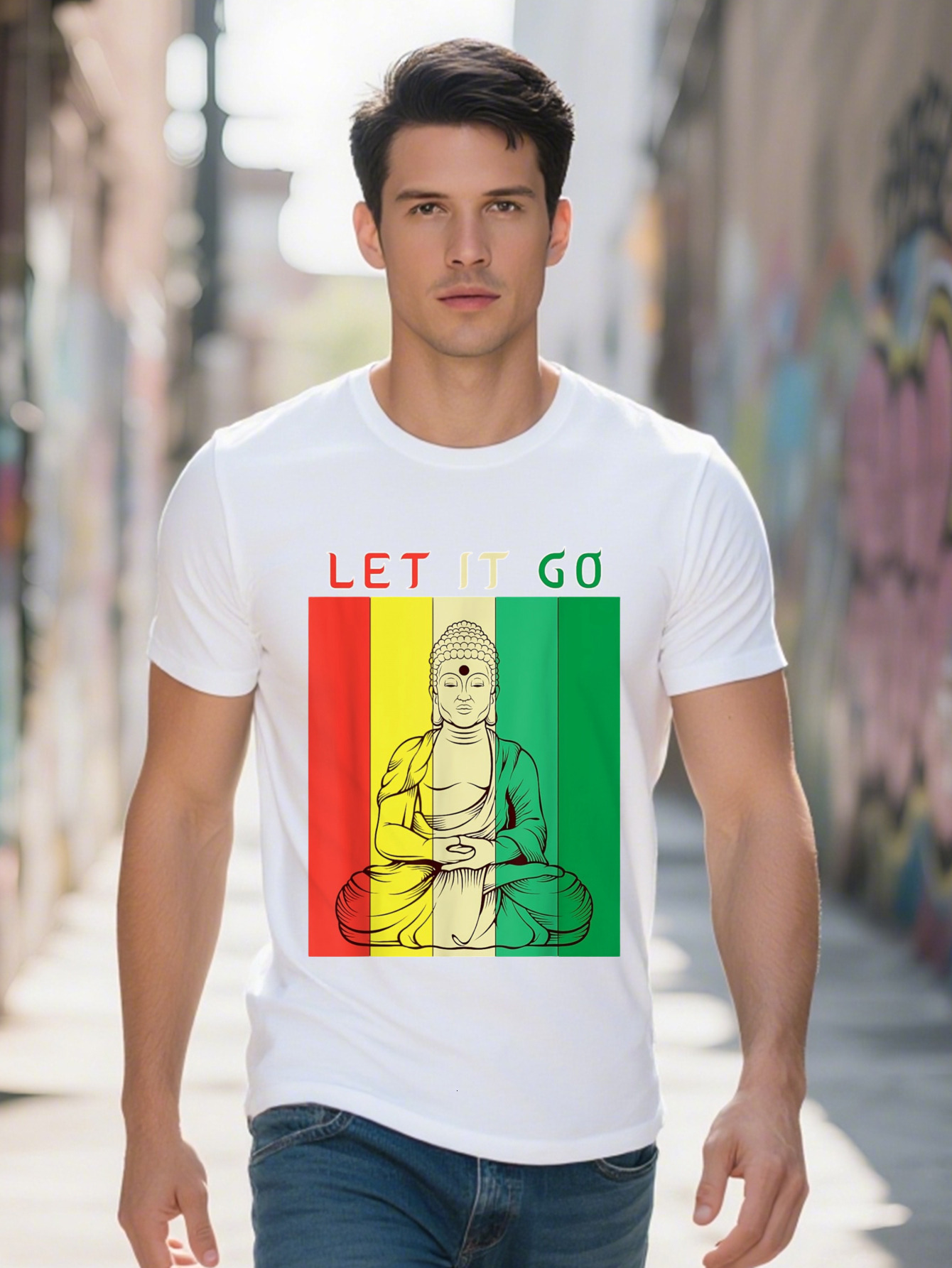 Men S g Cotton Let It Go Meditation Buddha Yoga Buddhist Gift T-shirt f5646