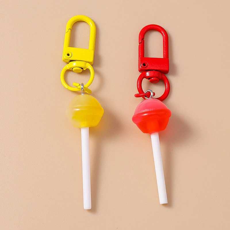 Cute Resin Candy Lollipop Keychain Mini 3D Simulation Food Key Rings for Women Girls Handbag Pendant DIY Kids Jewelry Gifts G250802