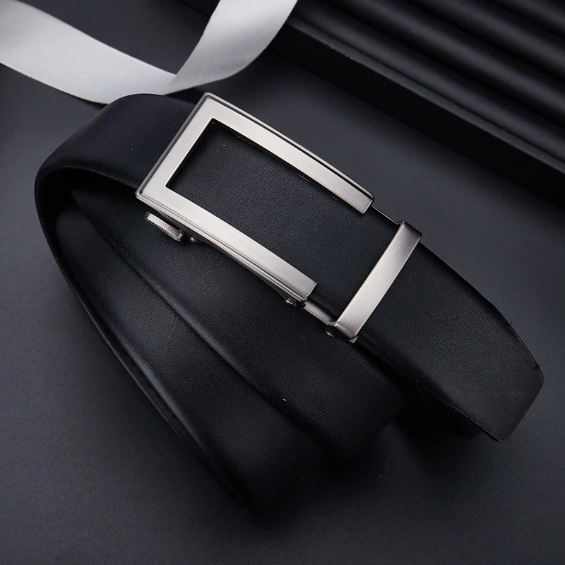 Fashion Men Genuine Leather Belt Automatic Buckle Adjustable Ratchet Belt Jeans Belt Formal Belt 250730