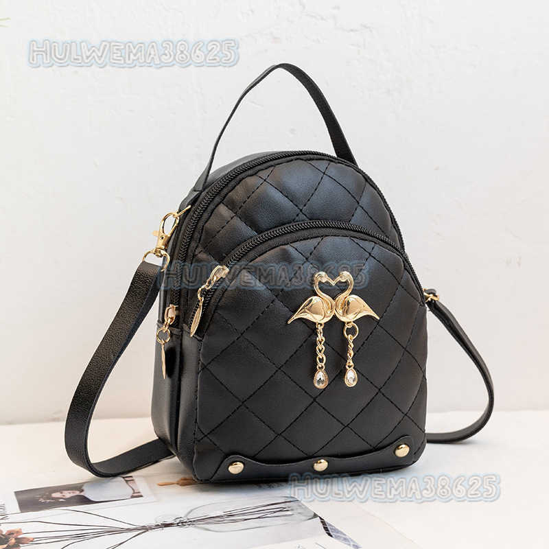 Womens Quilted Embroidery Small Backpack 2025 Autumn Winter New Personality Tassel School Bag Trendy H250804