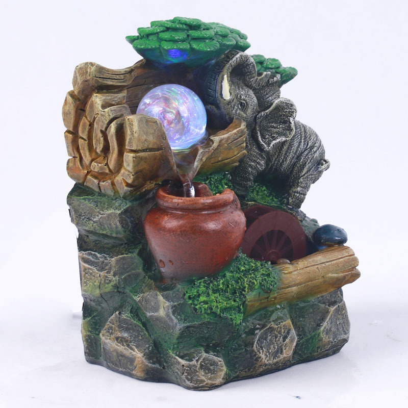 Creative Mini Desktop Ornaments Small Fountain Wealth-Attracting Waterwheel Flowing Water Landscape Decorations Business Festival Gifts 240830