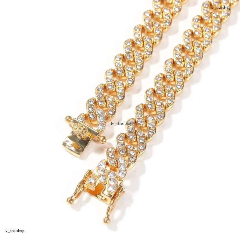 DHCollections 9mm Iced Out Cuban Link Chain Necklace Bracelet Set Hiphop Style Gold Sier Rhinestone Jewellery for men