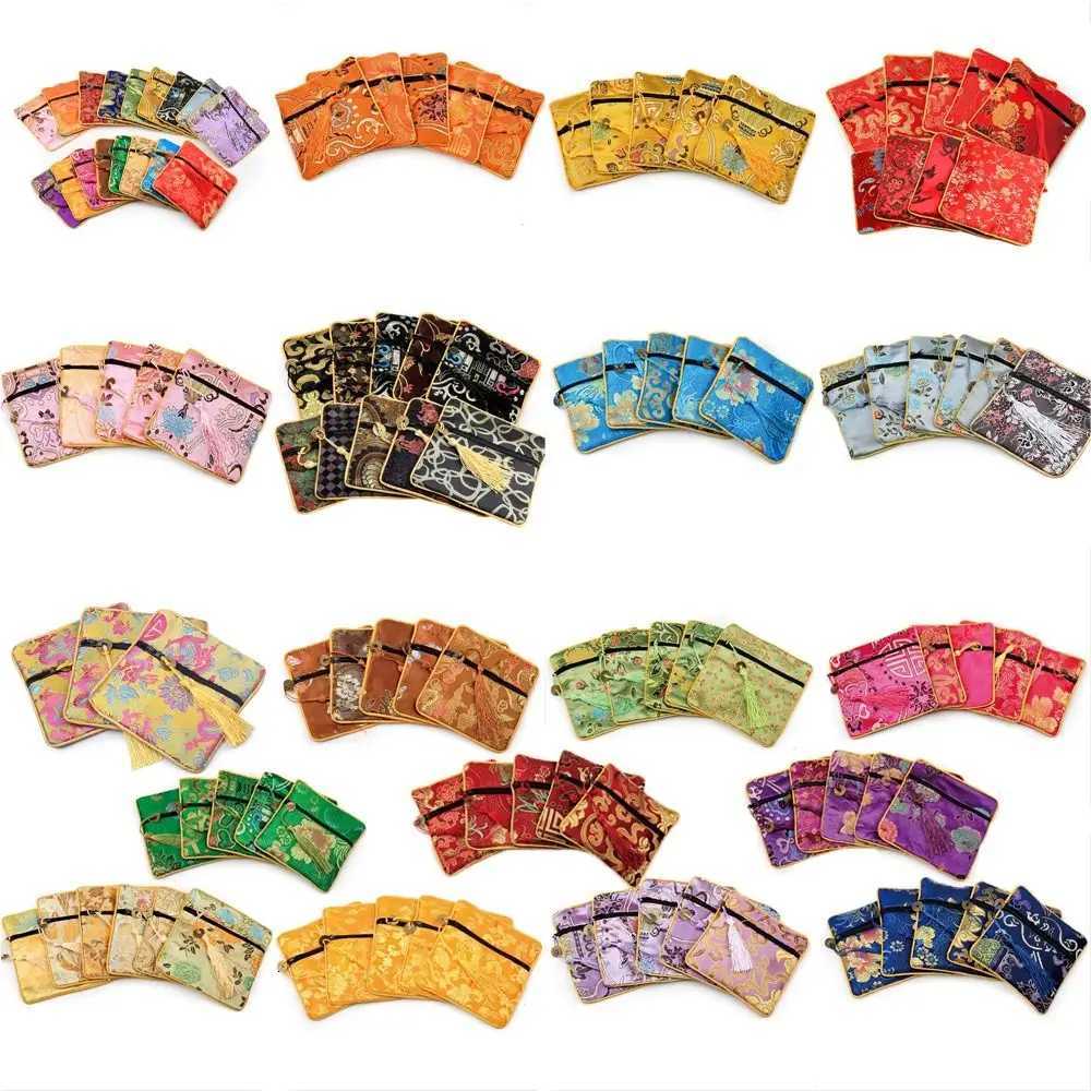 Tassel Mini Embroidery Canvas Coin Purse Copper Cash Pendant Dragon Flower Jewelry Packing Bag Storage Bag Large Capacity G250802