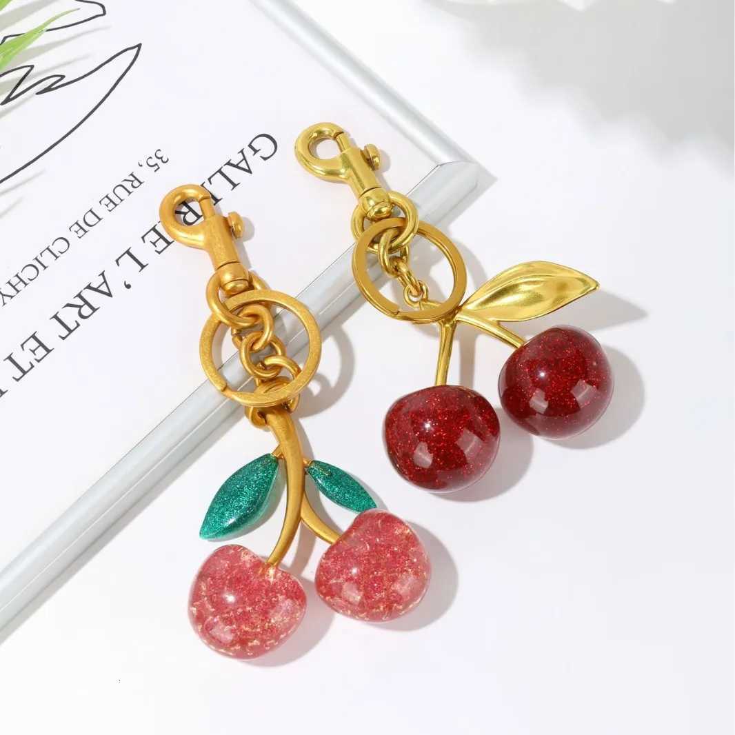 Purple Cherry Charm Pendant Decoration Womens High-Grade Keychain For Fashionable Handbag Shoulder Bag Christmas Gift G250802