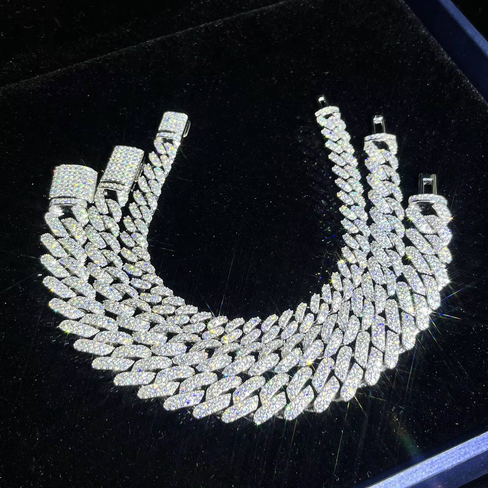 6mm Luxury Hip-hop Jewelry Weighs 925 Silver 1 Row Gemstone Silica Diamond Cuba Chain Mens Gift Cuba Necklace