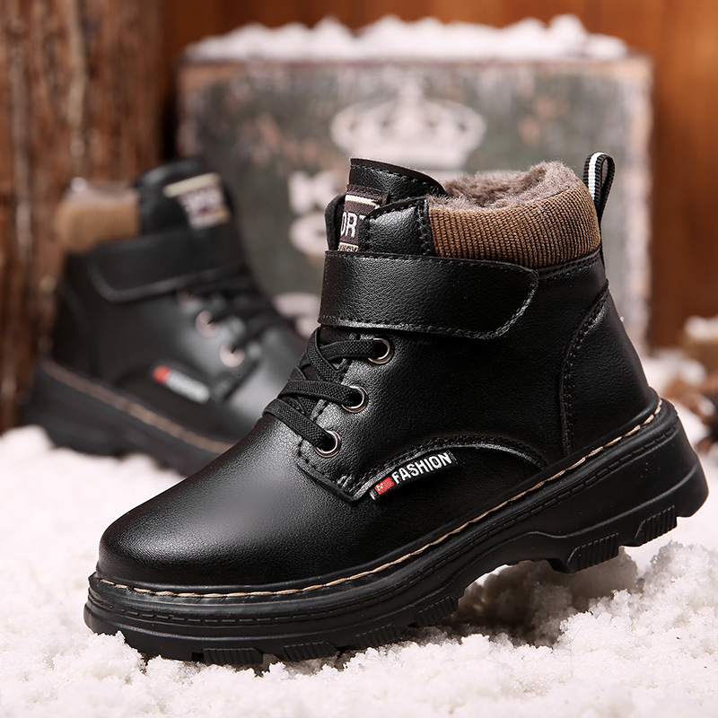 Boots Boy Winter shoes Kid Snow Boot Sport Children Shoes For Sneaker Warm Fur Ankle Fashion Leather toddler Shoe waterproof 220915