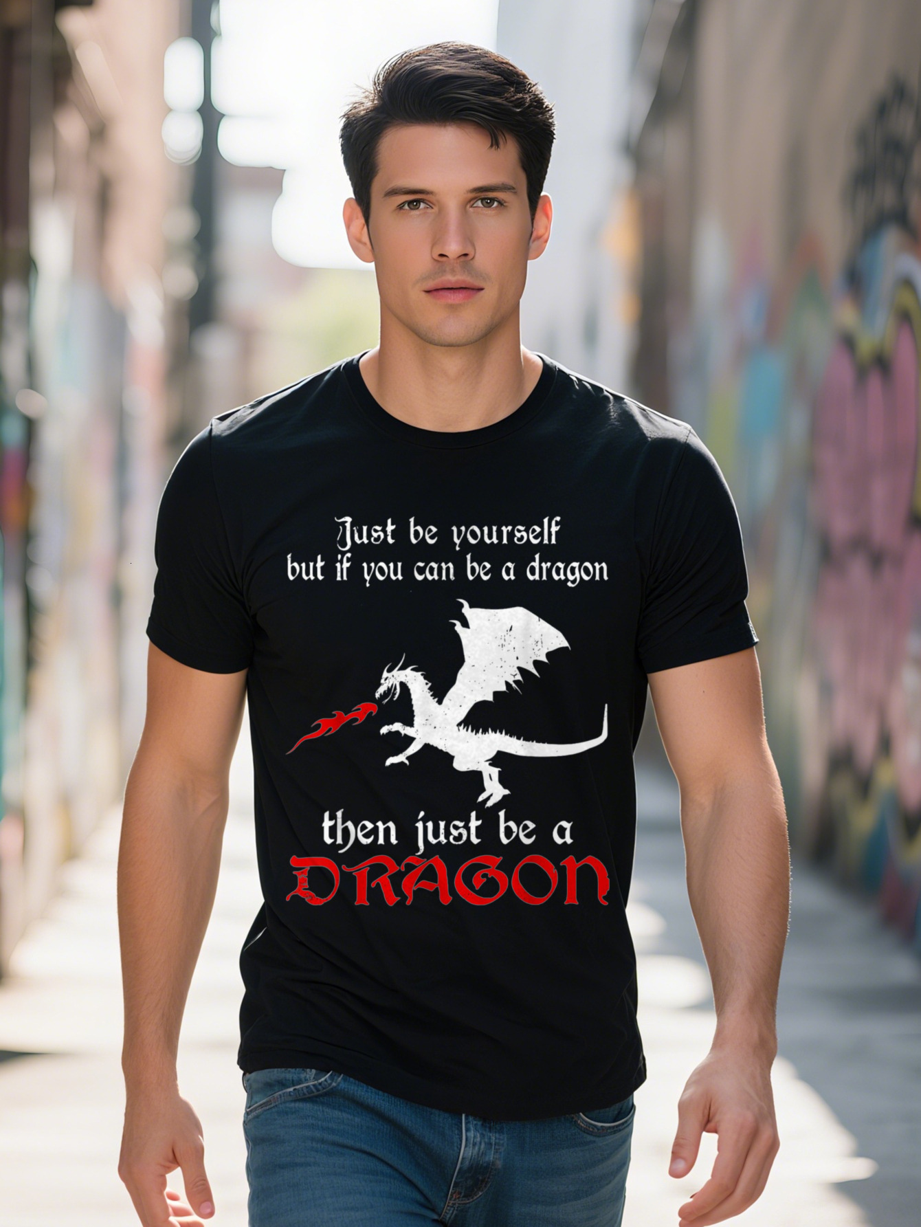 Men S T-shirt g Cotton Yourself But If You Can A Then Just Be Dragon T Shirt eaeb8 cd02a