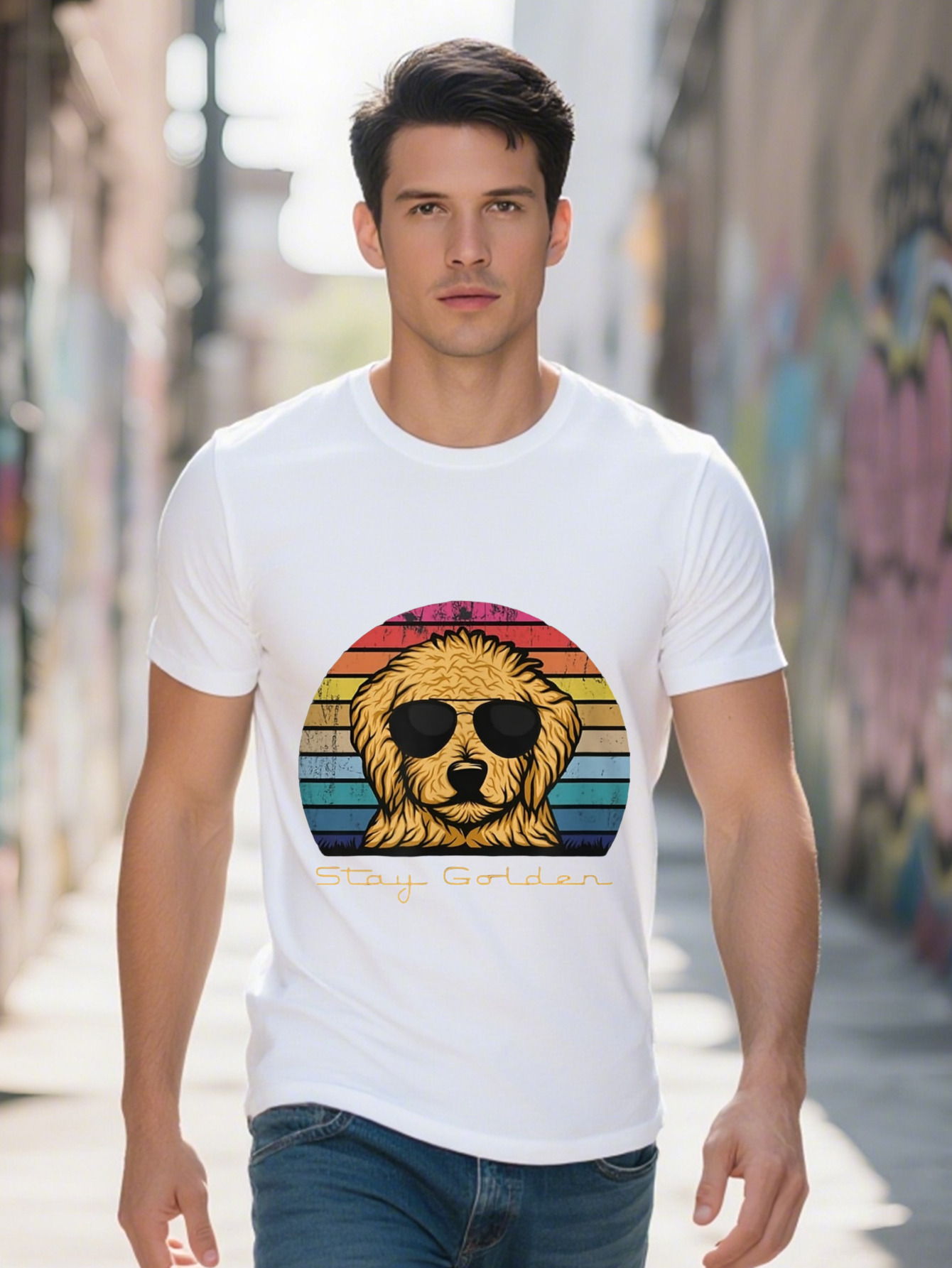 Stay Golden Dood Doodle Goldendoodle T Shirt Cotton g 0c57e