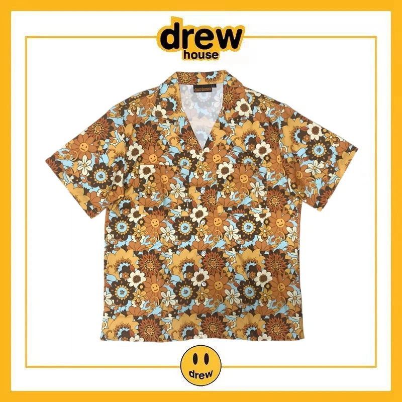 DREW HOUSE New Men's Clothing Daisy shirt men's trendy brand Loose couple Hawaiian Cuban collar half-sleeved shirt