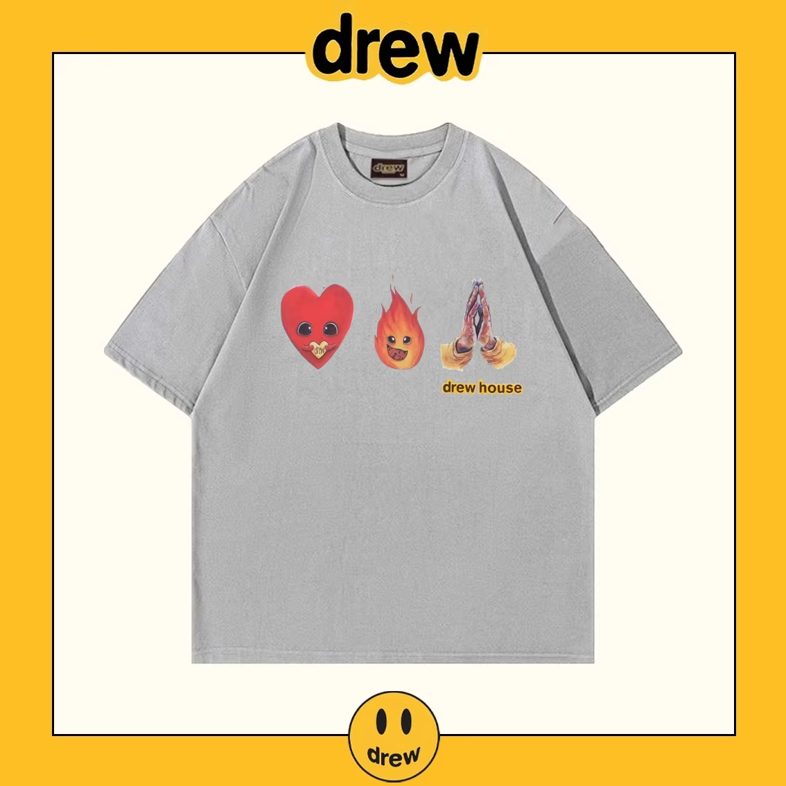 DREW HOUSE New Mens Clothing Fire printed logo T shirt men's and women's printed loose short sleeve T-shirt Designer luxury