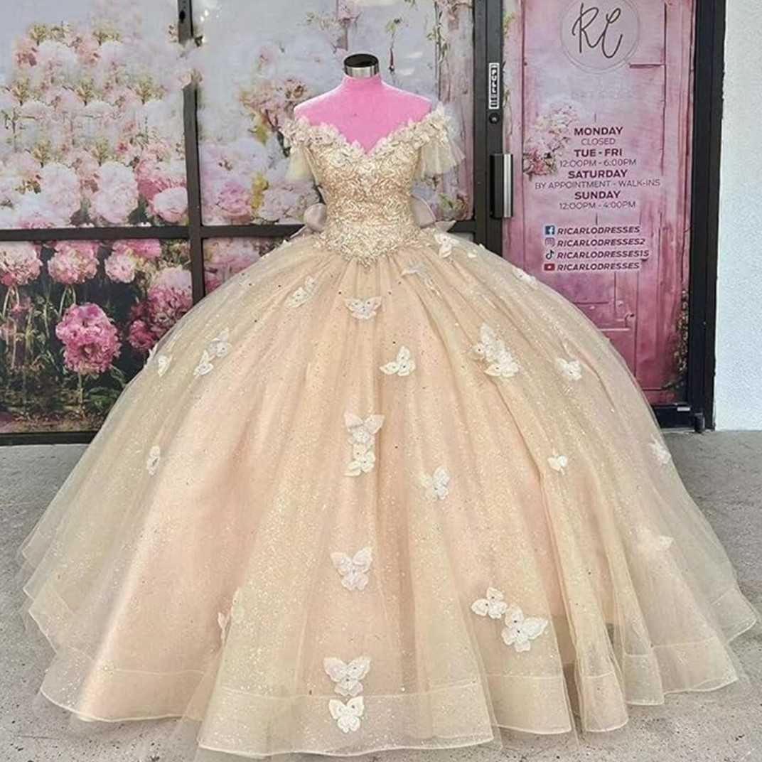 Light Pink Quinceanera Dresses with 3D Floral Applique Tulle Sweep Train Off the Shoulder Beaded Pleats Sweet 15 16 Birthday Ball Gown Custom Made