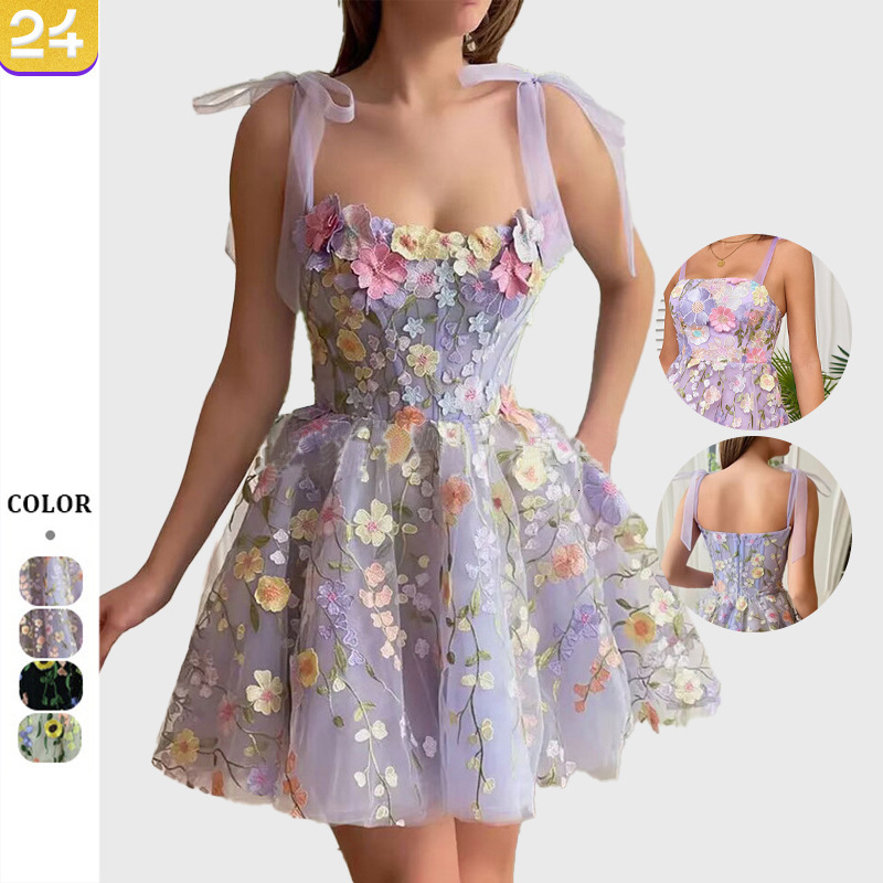 2025 Summer European and American Fashion D-Flower Embroidered Tight Sexy Strap Dress New trend Designer Dress
