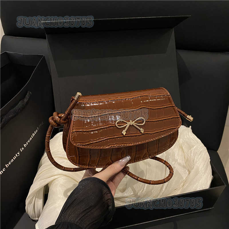 Textured Trendy Solid Color Bowknot Single Shoulder Bag for Women Sweet 2025 New Casual Light Luxury Crossbody Bag H250804
