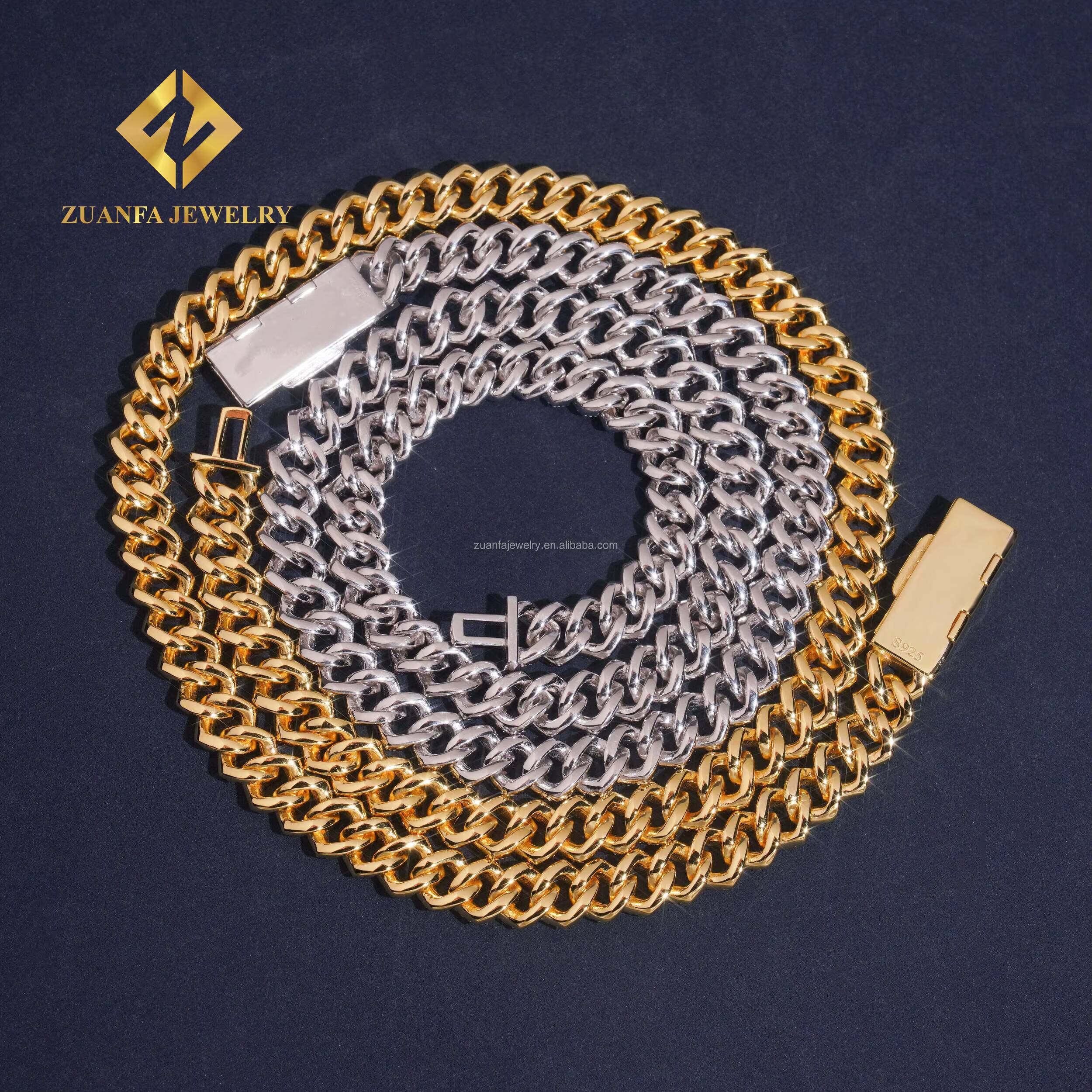 Best Selling Jewelry 10mm Two Rows 925 Solid Silver Iced Out Hip Hop Pass Tester Moissanite Miami Cuban Link Bracelet