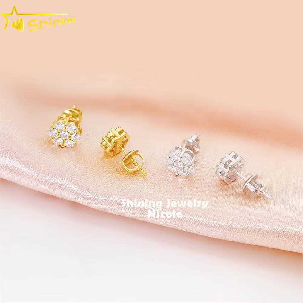 Top Quality Stud Earring 925 Sterling Silver Screw Back Certified Moissanite Flower Luxury Earrings
