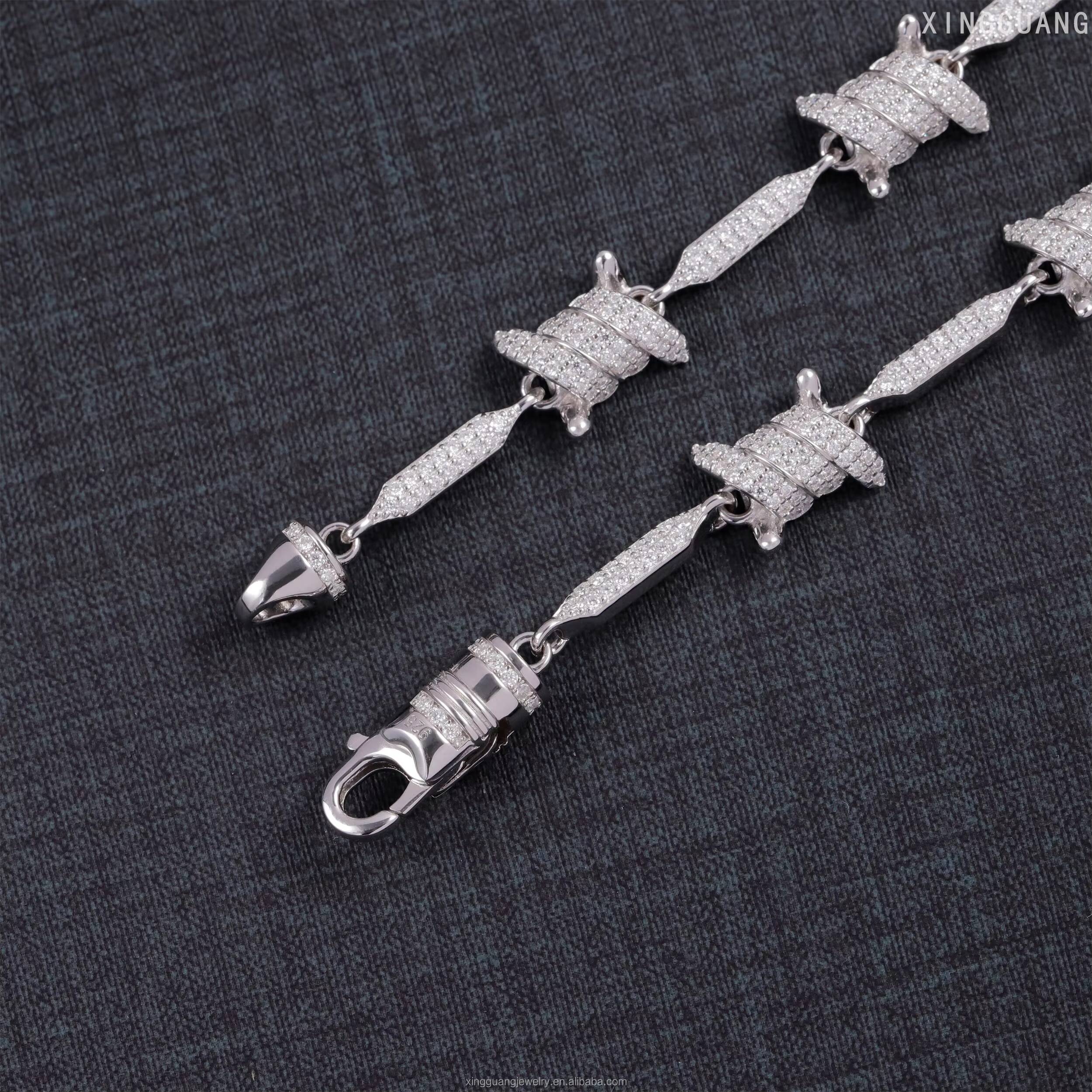 New Design 925 Silver Hip Hop Iced Out Cuban Link Bracelet With Moissanite Diamond Pass Diamond Tester Moissanite Bracelet