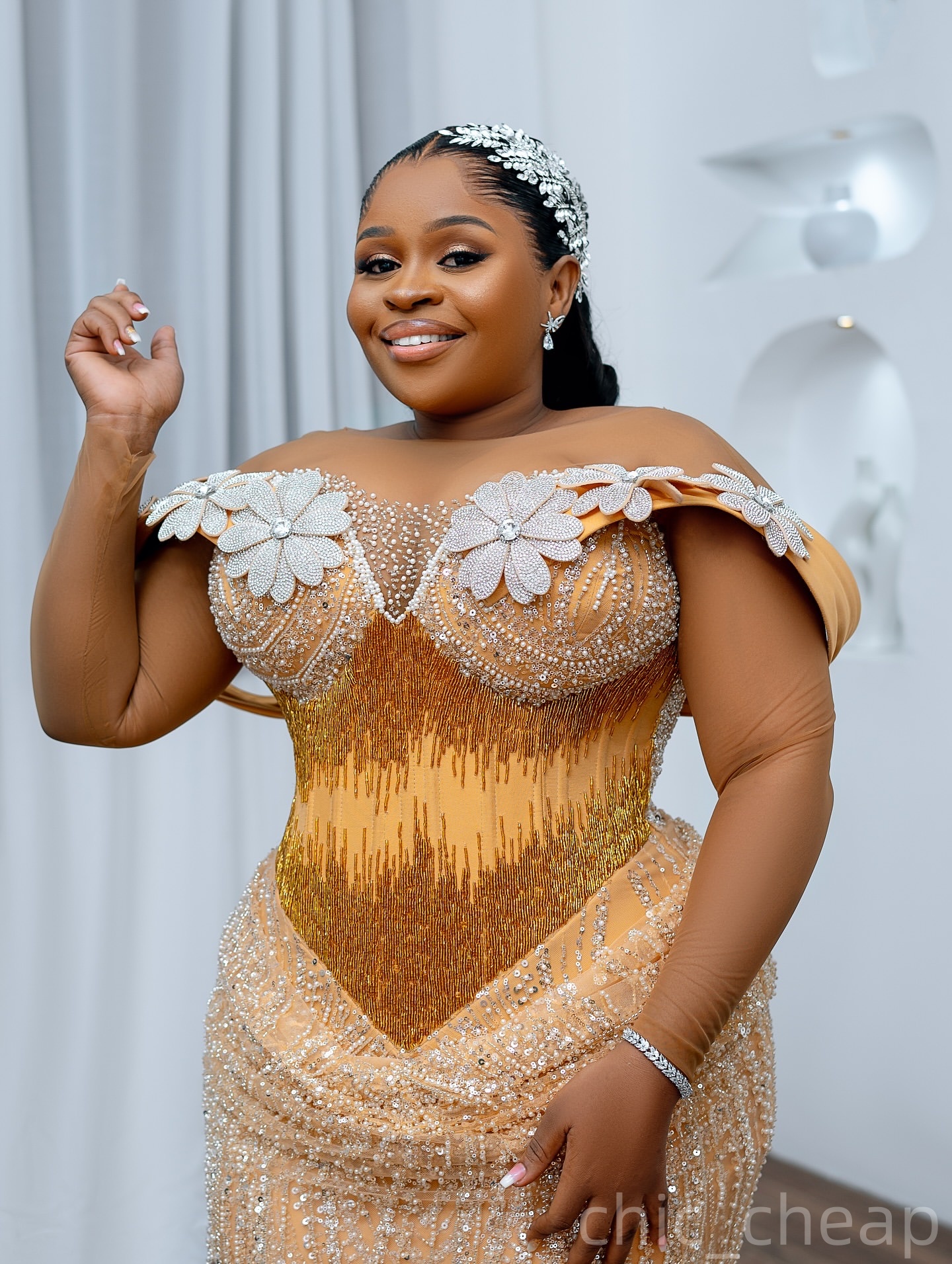 Gold Sheath Prom Dresses 2025 Flowers Beaded Sequined Evening Formal Party Second Birthday Engagement Gowns Plus Size Dress For Special Occasions ZJ75