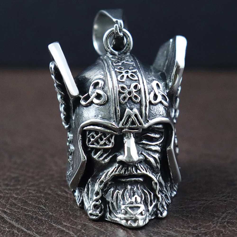 Vintage Design Viking Warrior Bell Pendant Motorcycle Wind Nordic Odin Guardian Bell Necklace Gift Jewelry Accessories Wholesale G250802