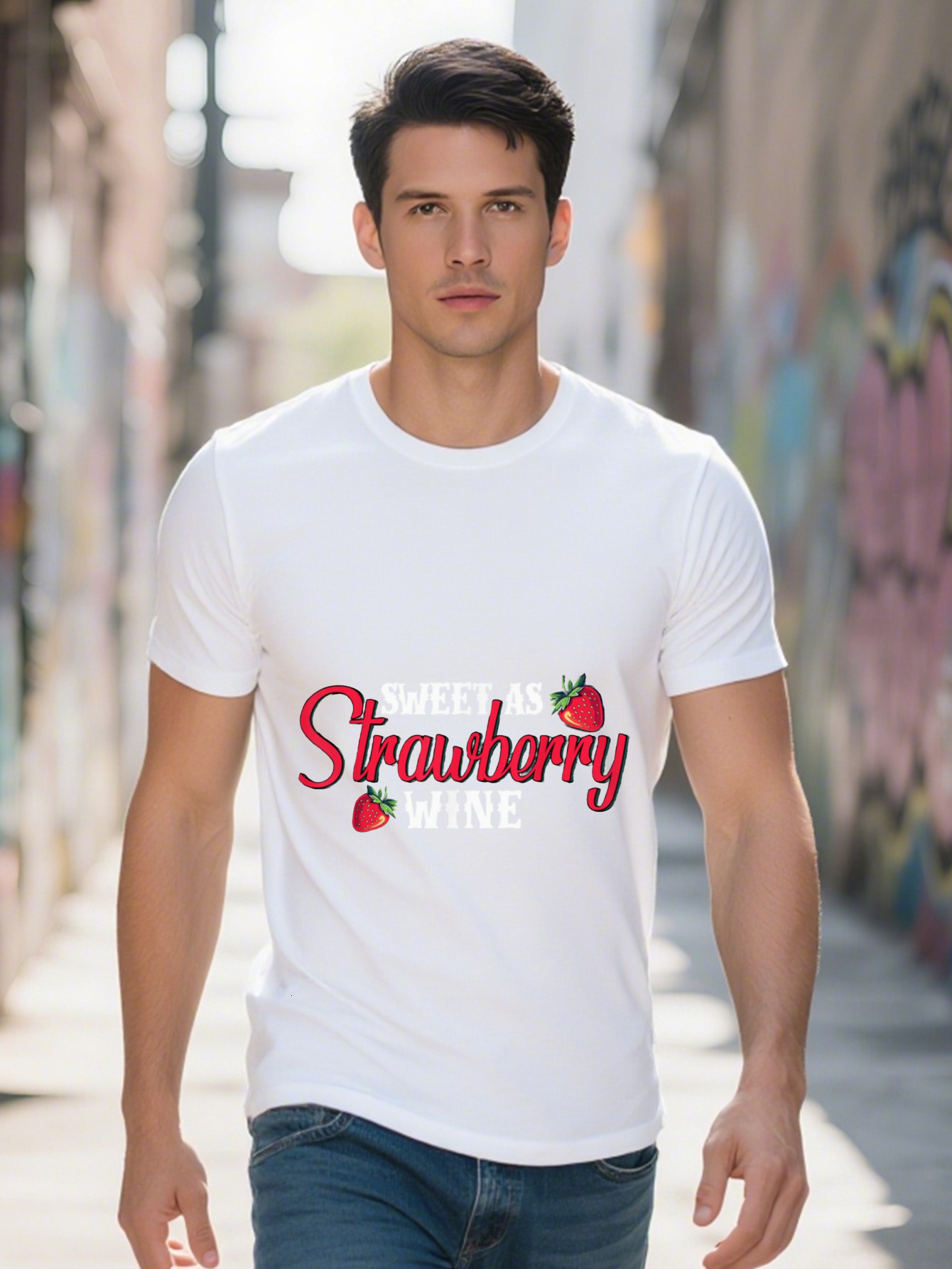 Sweet As Wine Vintage Graphic T-Shirt Cotton Breathable Unisex Tee with Cartoon Design Regular Fit Short Sleeve