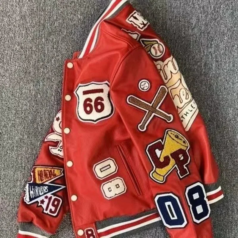 Streetwear Men Bomber Varsity Jackets Embroidery Pu Leather Jacket Baseball Motorcycle Coat Outerwear Winter Men Clothing Unisex 250731
