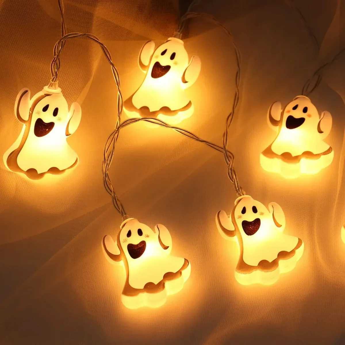 1pc 10/20 LED Halloween Raising-Hand Ghost String Light Hanging Decorative Lamp Battery Powered For Home Garden Halloween Decor XJ250804