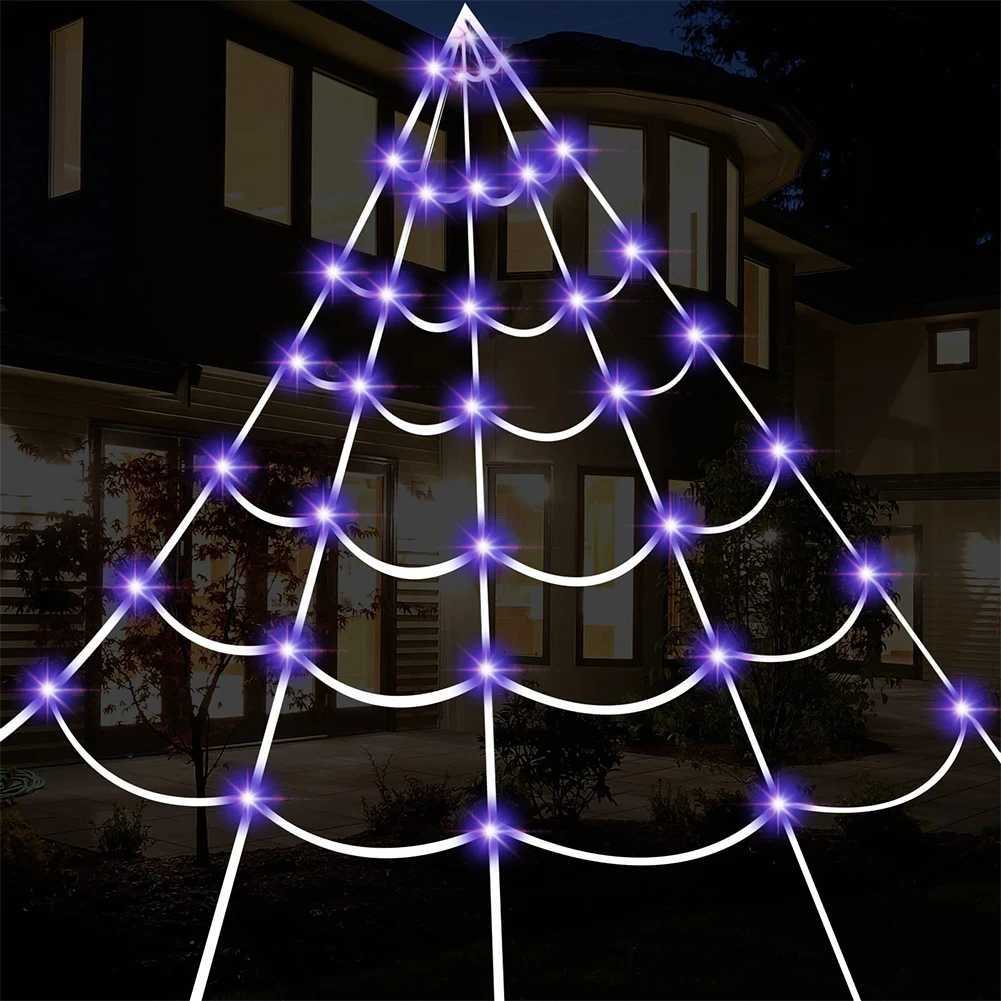 Halloween Spider Web Light Up Spider Web 8 Modes Spider Net Lights 250 LEDs Decorative Spiderweb Light for Garden Yard XJ250804