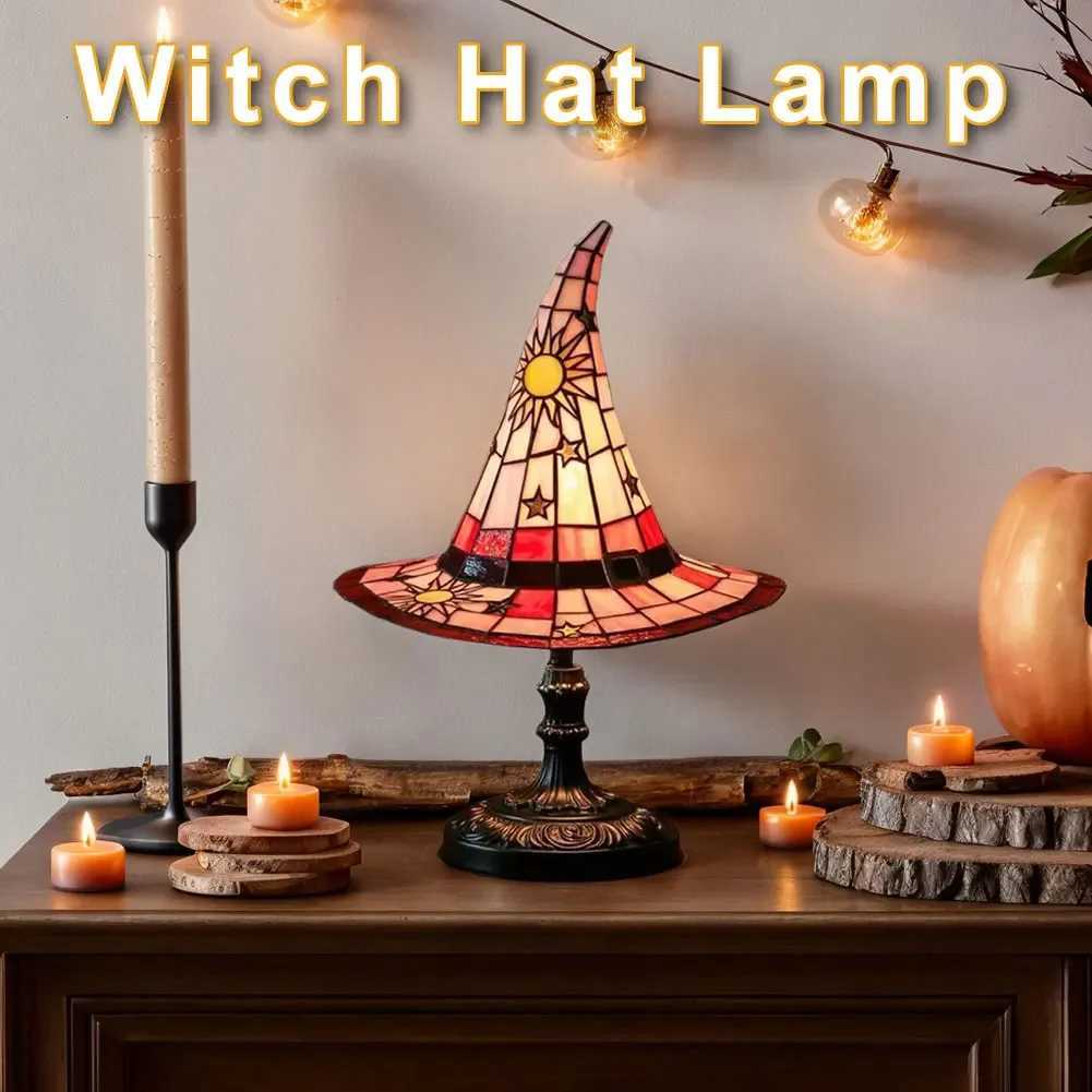 Stained Glass Witch Hat Lamp LED Creative Table Lamp USB Powered Night Light for Living Room Home Bedroom Decoration XJ250804