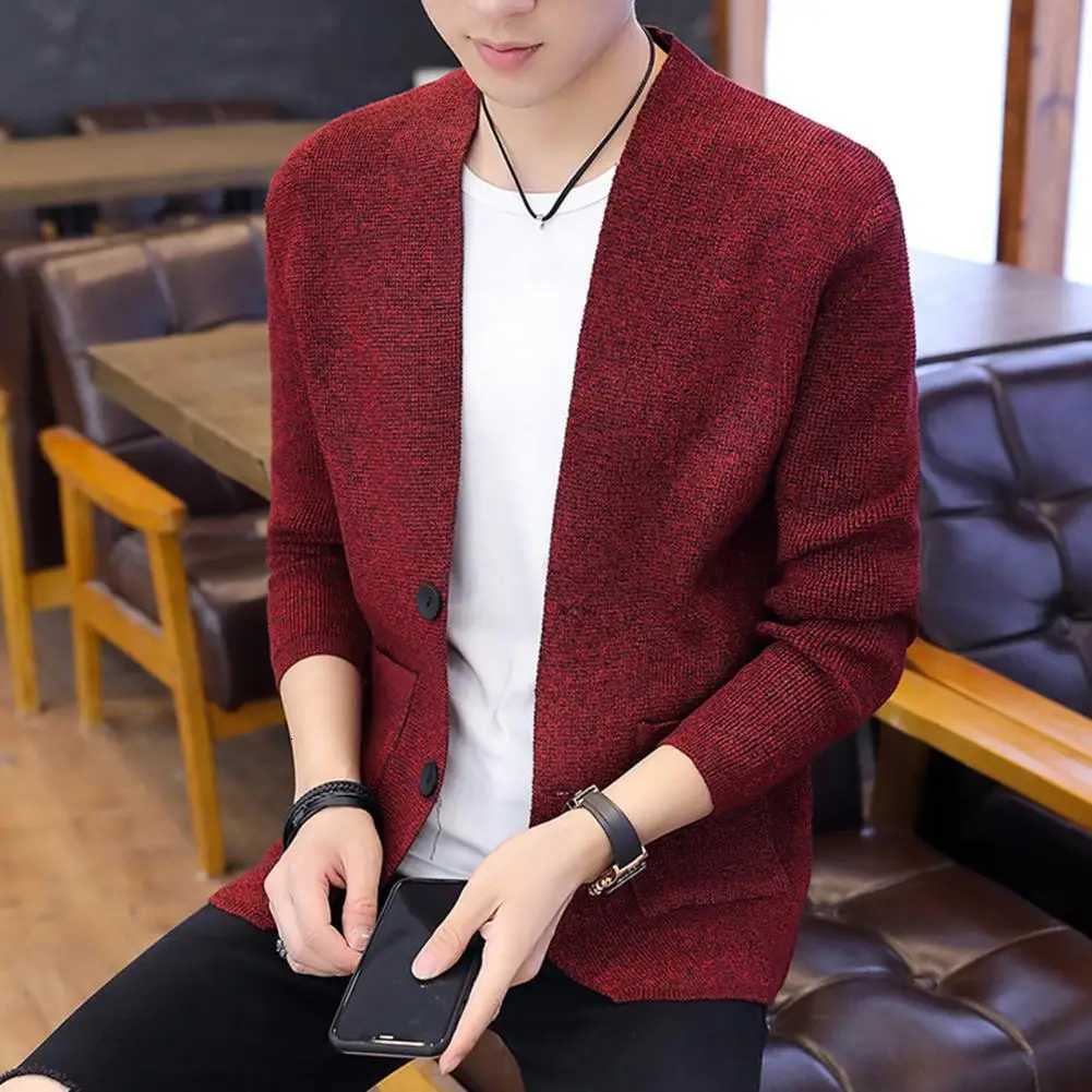 Classic Men Cardigan Men Sweater Stylish Mens Knitwear Coat Single-breasted Solid Color Cardigan with Elastic for Fall/Winter XJ250805