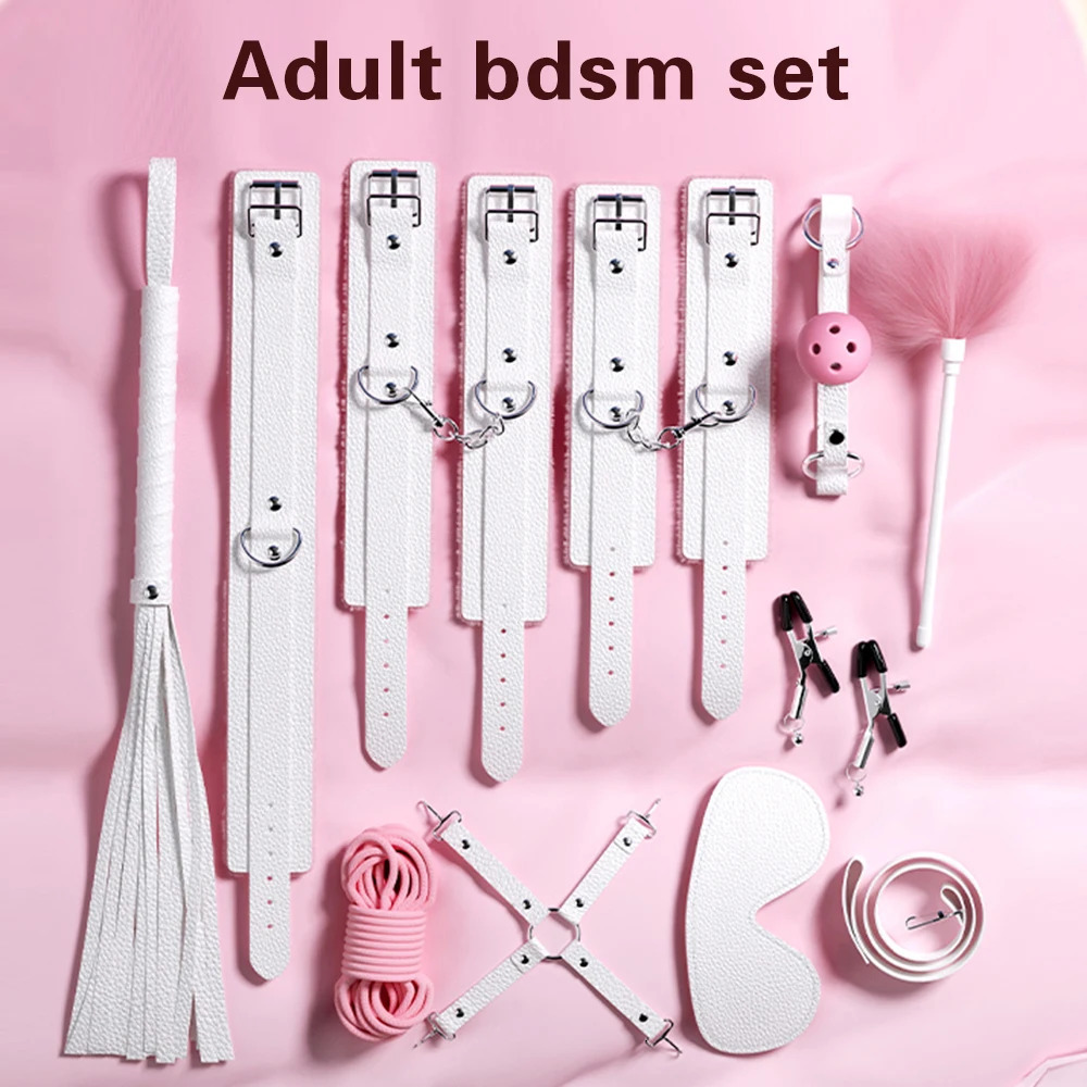Bdsm Bondage Set Restraint Adult Game Handcuff Neck Collar Wrist Mouth Gag Strap Fetish SM Sex Toys for Woman Couples Product 250805