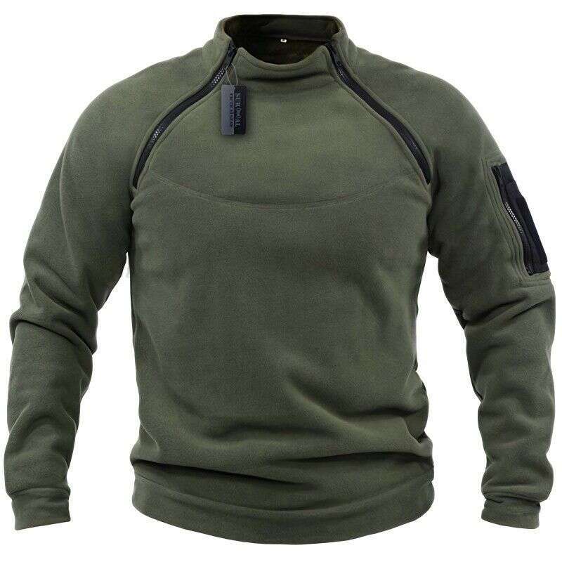 European Men's Tactical Hoodie, Spring New Hunting Jacket, Warm And Breathable Side Zipper Fleece Pullover