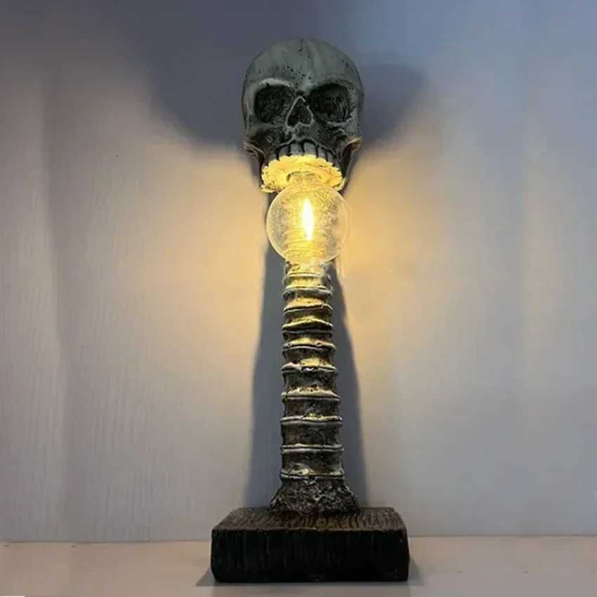 Halloween Ornaments 3D Statue Skull Table Lamps Horror Skeleton Desk Lights Scary Halloween Atmosphere Props Party Home Decors XJ250804