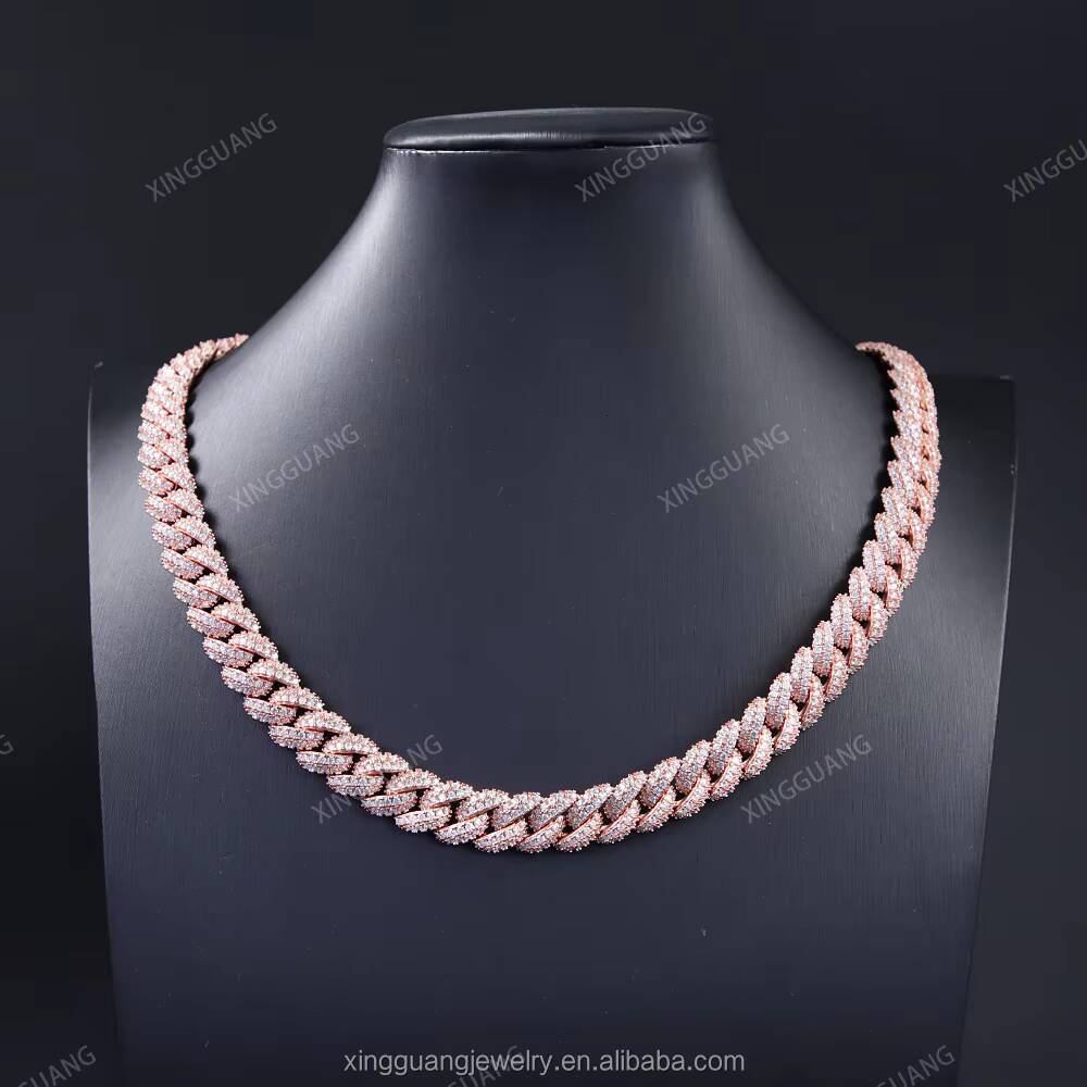 Hot-sale 13mm S925 Silver VVS Moissanite Cuban Link Iced Out Diamond Chain Fine Jewelry Necklaces Bracelet for Hip Hop Men Women