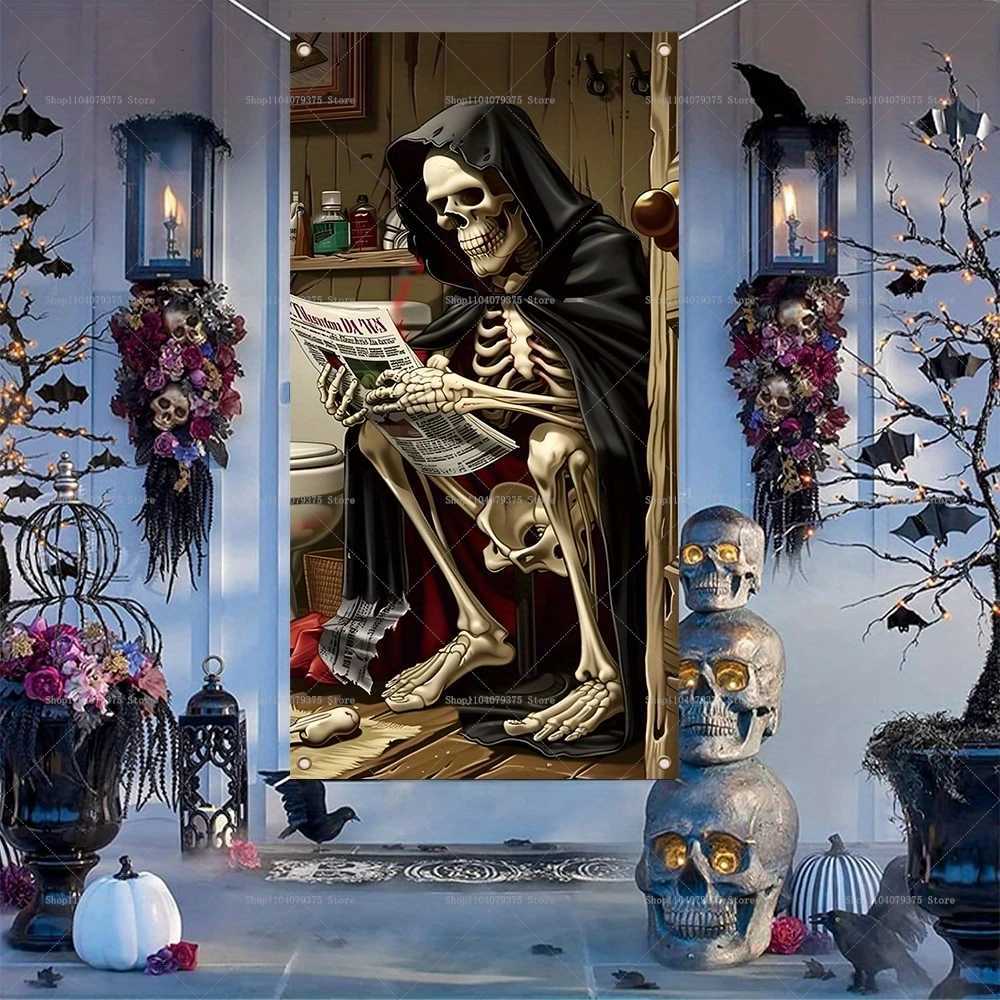 Halloween Party Decorations Spooky 2D Door Banner Party Skull Pumpkin Wizard Porch Banner Photo Booth Frame Prop SuppliesXJ250804