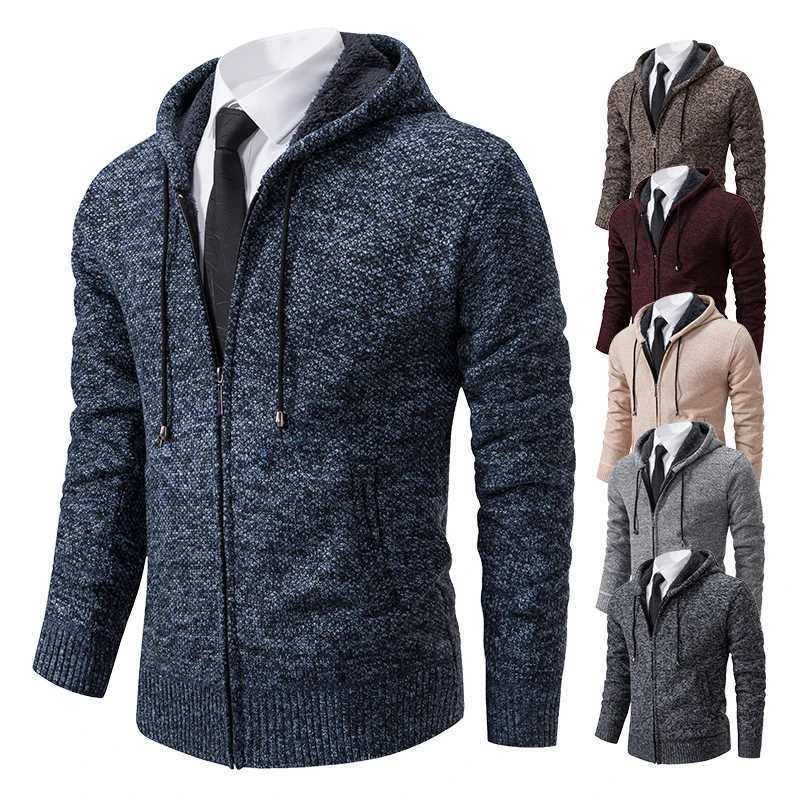 Mens Autumn Winter Sweater Hoodies Fleece Cardigan Zip Jacket Knitting Cardigans Fashion Casual Slim Fit Korean Mens Top Clothes XJ250805
