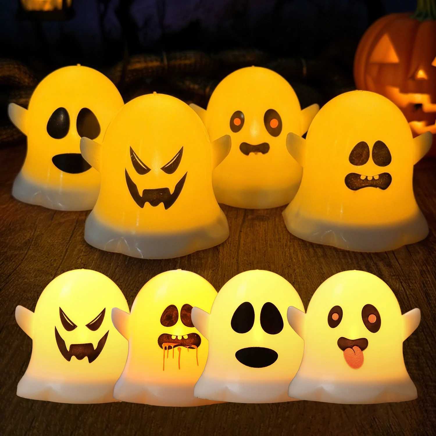 Halloween LED Candle Light Scary Ghost Skull Lamp for Home Bar Decoration Haunted House Halloween Party Atmosphere Horror Props XJ250804