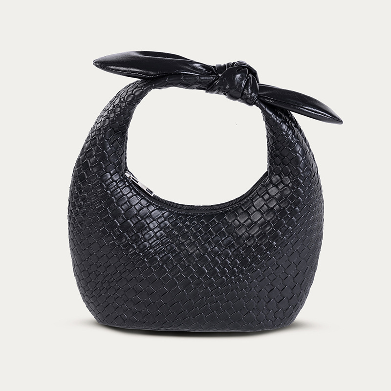 Luxury Brand Designer Bag 2024 Autumn Winter New Women's Bag Woven Pattern PU Handbag Half-Moon Shape Women's Bag