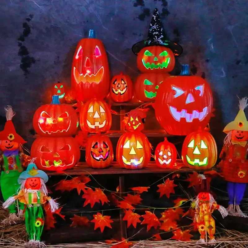 1PCS Decorative Pumpkin Halloween Props Lantern Decor Pumpkin Decoration Pumpkin Light Outdoor Halloween Decorations XJ250804