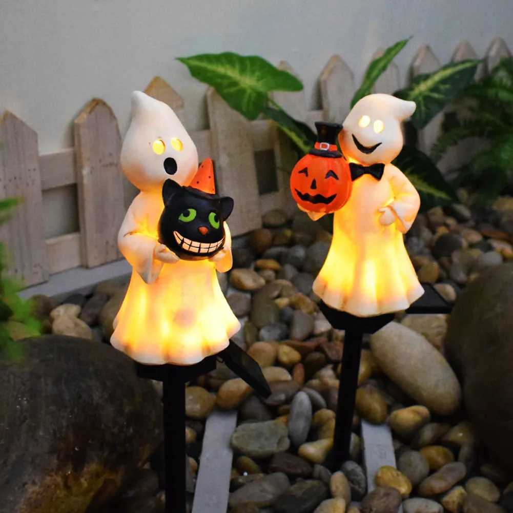 Outdoor Halloween Ghosts Pathway Light Waterproof Solar Pumpkin Stake Light for Christmas Halloween Party Decoration Night Light XJ250804