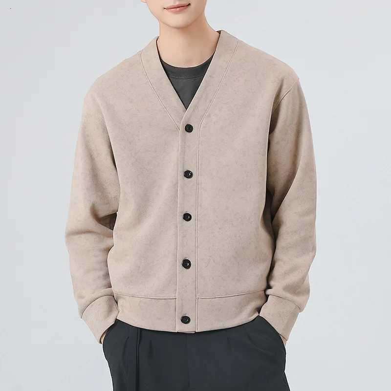 Korean Style Mens Cardigan V Neck Button Up Sweater Male Big Size Casual Light Spring Stretch Oversized Plus Large 10XL 9XL 8XL XJ250805