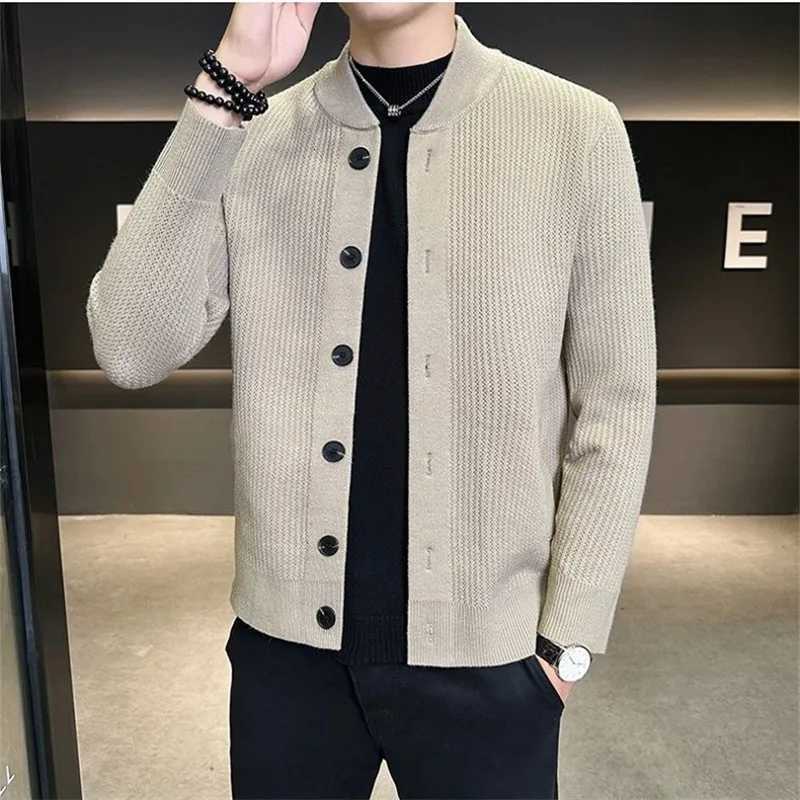 igh Quality Spring Autumn Knit Cardigan Men Solid Color Smart Casual Single Breasted Outwear Long Sleeve Knitted Sweater Coat XJ250805