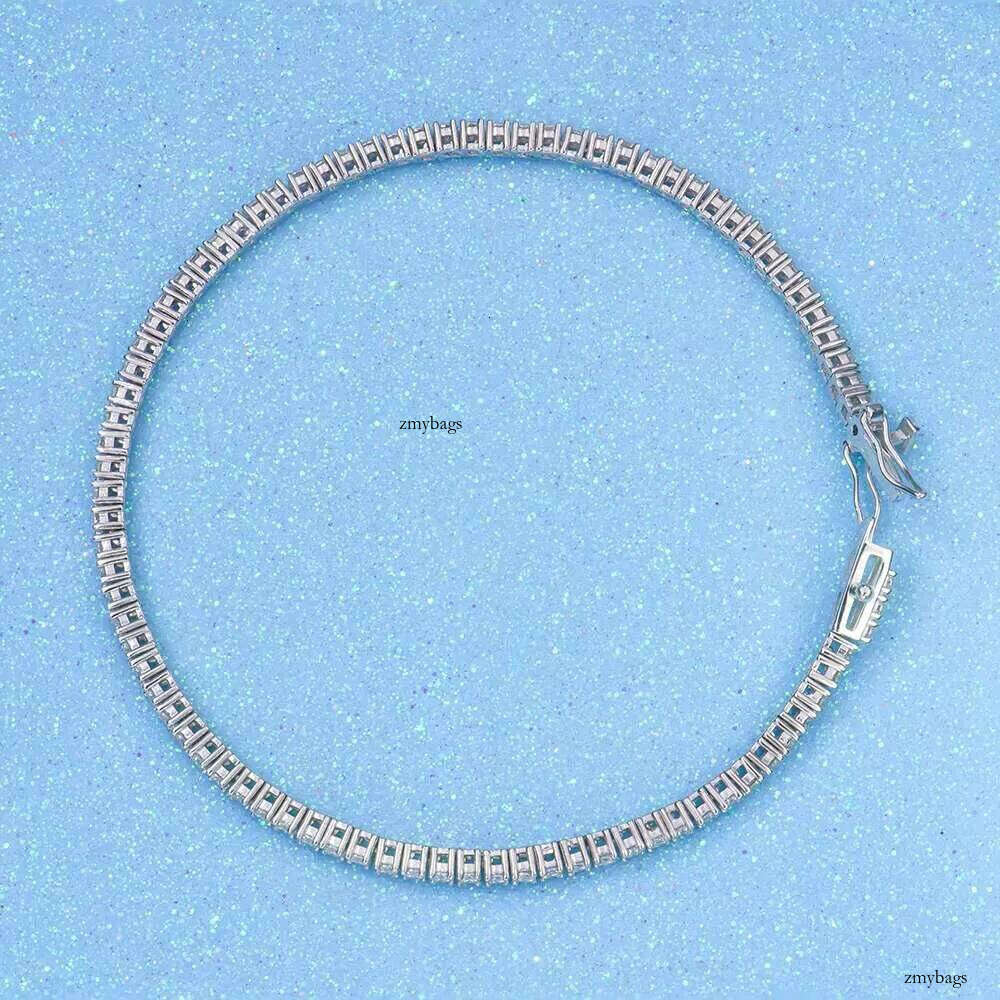Wholesale Hiphop Jewelry 2mm Sier White Gold Plated Tennis Link Chain Round Brilliant Cut Moissanite Bracelet for Men