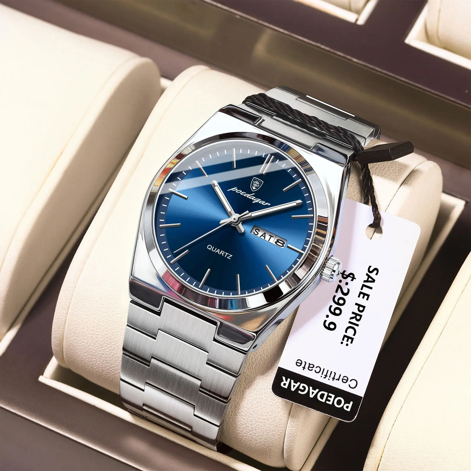 POEDAGAR y Watches For Men Stainless Steel Waterproof Luminous Man Watch Date Week Fashion Casual Mens Quartz Reloj 250805