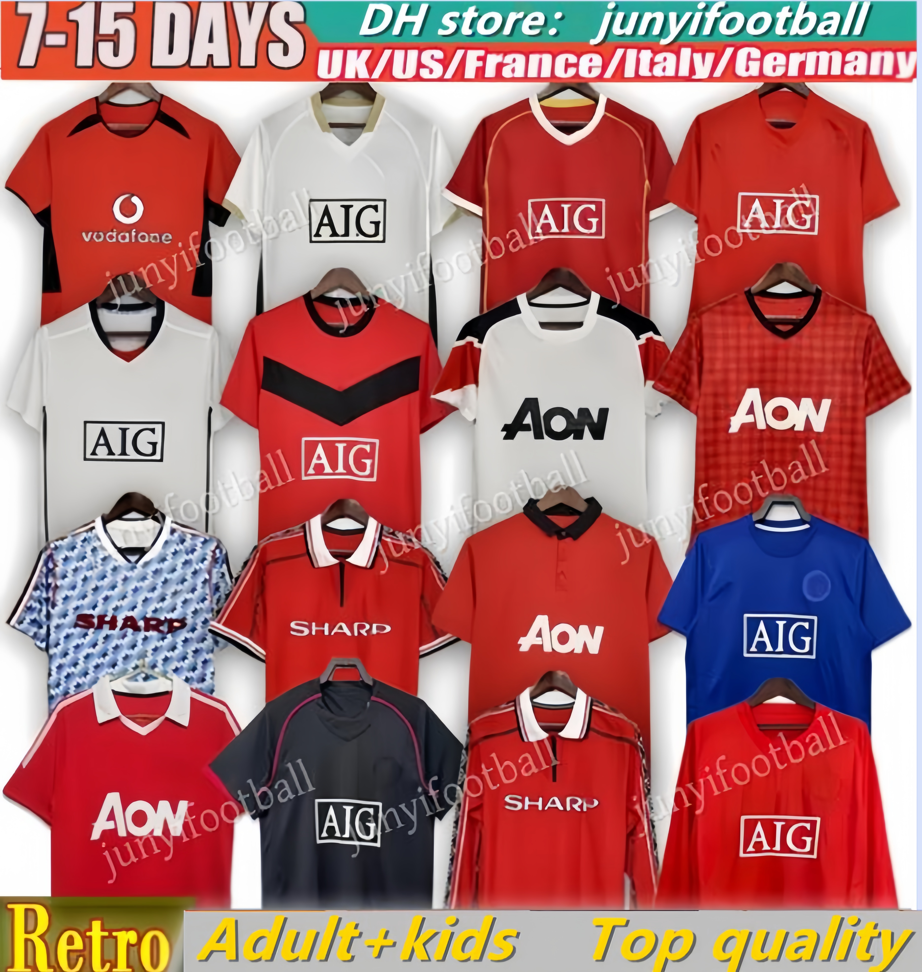 MUFCes Retro Soccer manchesteers United Jerseys 94 96 98 Ronaldo Rooney Giggs Nani 2006 07 08 Mancunian Football shirt Scholes Tevez BERBATOV VIDIC Vintage kid kit 66