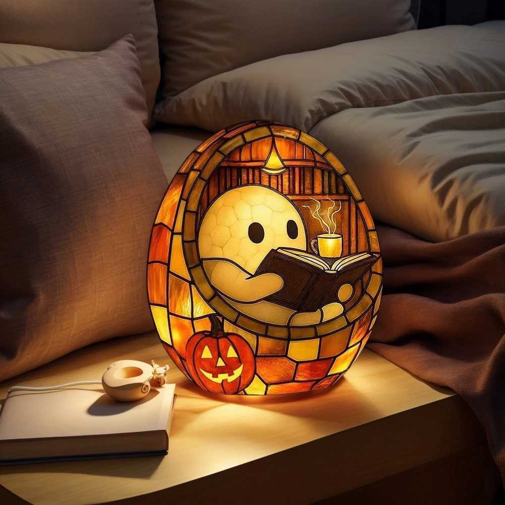Halloween Ghost Reading Book Lamp Halloween Retro Bookish Aesthetic Night Light Halloween Decor for Readers Book Lover GiftsXJ250804