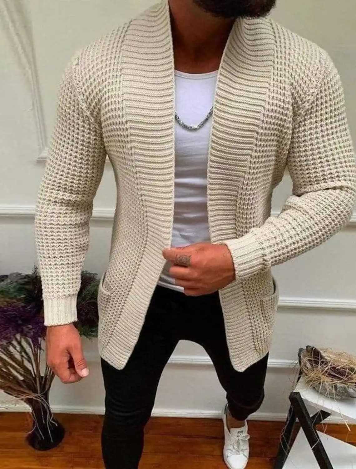 New luxury and fashionable mens outerwear fashionable and casual long sleeved solid color cardigan knitted sweater mens outerwear XJ250805