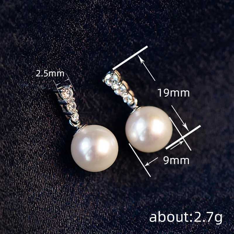Elegant Lady Simple Wedding Earring Pearl Shiny Zirconia 925 Sterling Silver Pendant Earring for Engagement Delicate Accessories Y250804