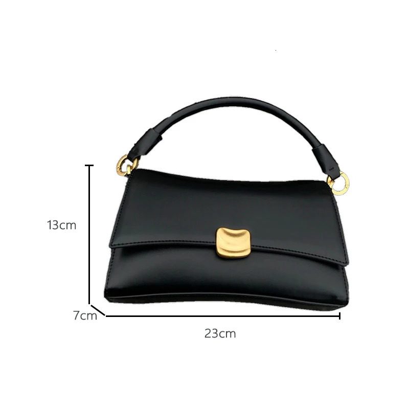 Black Flap Lock Handbags Women PU Leather Top-Handle Messenger Bag Casual Female Crossbody Bag Retro Square Shoulder Bag Purse 250801